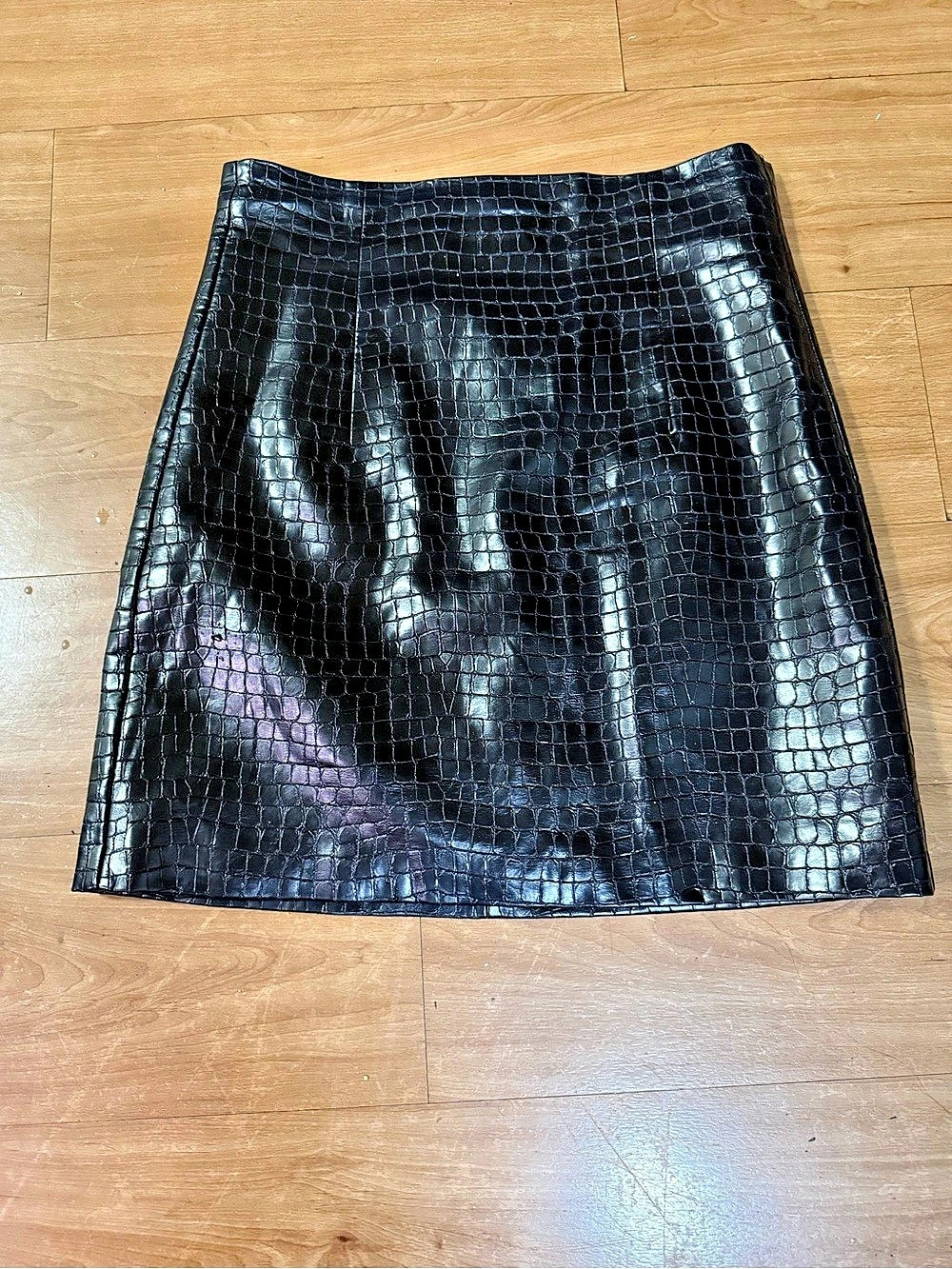 Black Croc Embossed Mini Skirt Like New